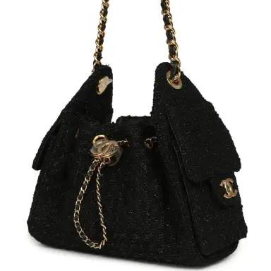 Chanel Chanel Mini 25 Hobo Bag Black Tweed Bouclé Gold Hardware | Thumbnail 5 Chanel Chanel Mini 25 Hobo Bag Black Tweed Bouclé Gold Hardware | Thumbnail 5