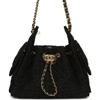 Chanel Chanel Mini 25 Hobo Bag Black Tweed Bouclé Gold Hardware | Thumbnail 1 Chanel Chanel Mini 25 Hobo Bag Black Tweed Bouclé Gold Hardware | Thumbnail 1