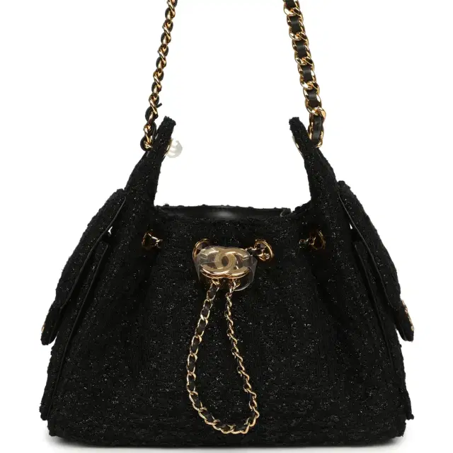 Chanel Mini 25 Hobo Bag Black Tweed Bouclé Gold Hardware Chanel Mini 25 Hobo Bag Black Tweed Bouclé Gold Hardware