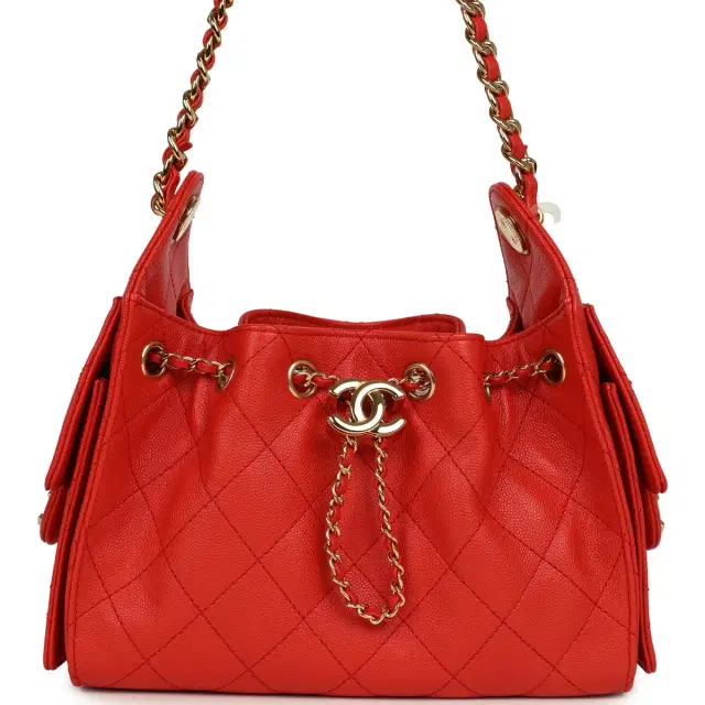 Chanel Mini 25 Hobo Bag Red Caviar Gold Hardware Chanel Mini 25 Hobo Bag Red Caviar Gold Hardware