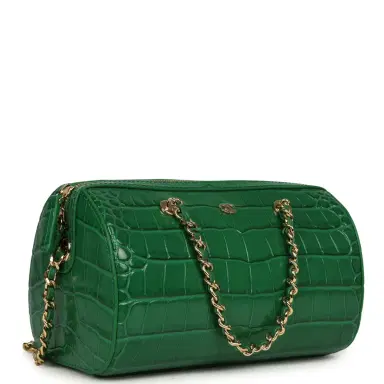 Chanel Chanel Mini Timeless Classic Barrel Bag with Chain Green Croc Embossed Calfskin Gold Hardware | Thumbnail 2 Chanel Chanel Mini Timeless Classic Barrel Bag with Chain Green Croc Embossed Calfskin Gold Hardware | Thumbnail 2