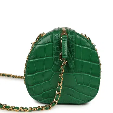 Chanel Chanel Mini Timeless Classic Barrel Bag with Chain Green Croc Embossed Calfskin Gold Hardware | Thumbnail 3 Chanel Chanel Mini Timeless Classic Barrel Bag with Chain Green Croc Embossed Calfskin Gold Hardware | Thumbnail 3