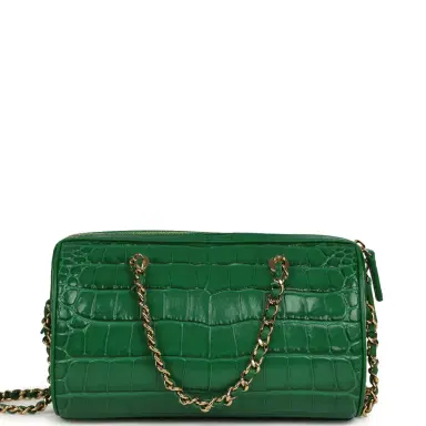Chanel Chanel Mini Timeless Classic Barrel Bag with Chain Green Croc Embossed Calfskin Gold Hardware | Thumbnail 4 Chanel Chanel Mini Timeless Classic Barrel Bag with Chain Green Croc Embossed Calfskin Gold Hardware | Thumbnail 4