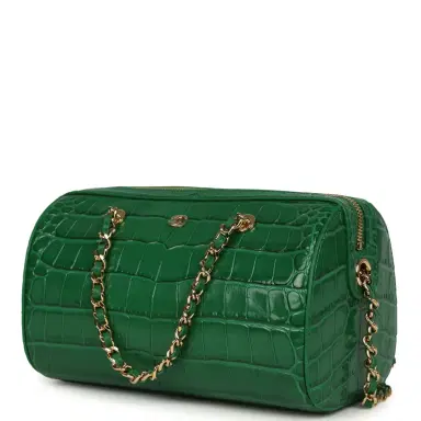 Chanel Chanel Mini Timeless Classic Barrel Bag with Chain Green Croc Embossed Calfskin Gold Hardware | Thumbnail 5 Chanel Chanel Mini Timeless Classic Barrel Bag with Chain Green Croc Embossed Calfskin Gold Hardware | Thumbnail 5