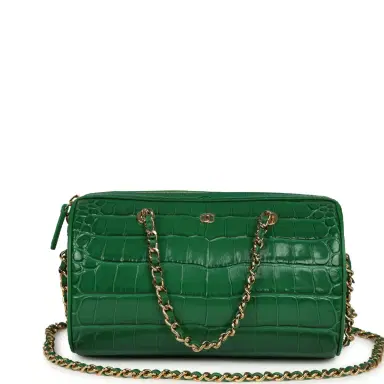 Chanel Chanel Mini Timeless Classic Barrel Bag with Chain Green Croc Embossed Calfskin Gold Hardware | Thumbnail 1 Chanel Chanel Mini Timeless Classic Barrel Bag with Chain Green Croc Embossed Calfskin Gold Hardware | Thumbnail 1