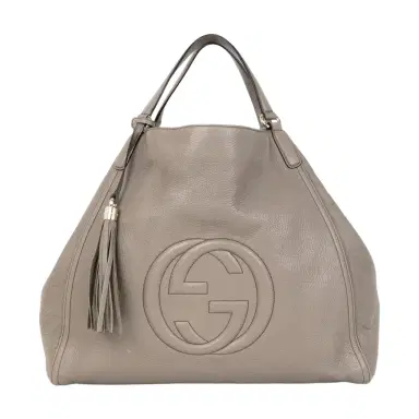 Gucci Gucci Soho Gray Grained Calfskin Leather Hobo Bag by The Solist | Thumbnail 1 Gucci Gucci Soho Gray Grained Calfskin Leather Hobo Bag by The Solist | Thumbnail 1
