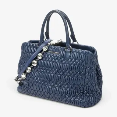 Miu Miu Miu Miu Square Crystal Blue Nappa Matelasse Leather Tote Bag by The Solist | Thumbnail 2 Miu Miu Miu Miu Square Crystal Blue Nappa Matelasse Leather Tote Bag by The Solist | Thumbnail 2