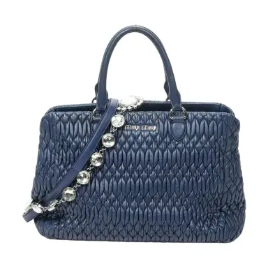 Miu Miu Miu Miu Square Crystal Blue Nappa Matelasse Leather Tote Bag by The Solist | Thumbnail 1 Miu Miu Miu Miu Square Crystal Blue Nappa Matelasse Leather Tote Bag by The Solist | Thumbnail 1