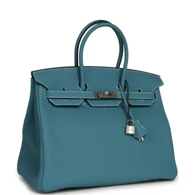 HERMÈS Hermes Birkin 35 Blue Jean Togo Palladium Hardware | Thumbnail 2 HERMÈS Hermes Birkin 35 Blue Jean Togo Palladium Hardware | Thumbnail 2