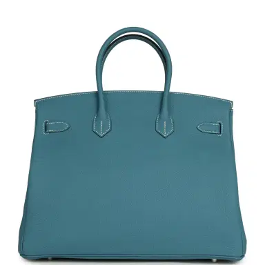 HERMÈS Hermes Birkin 35 Blue Jean Togo Palladium Hardware | Thumbnail 4 HERMÈS Hermes Birkin 35 Blue Jean Togo Palladium Hardware | Thumbnail 4