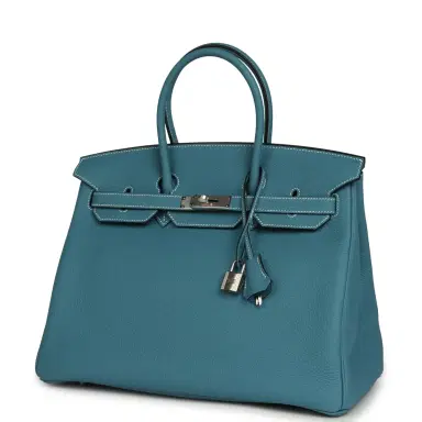 HERMÈS Hermes Birkin 35 Blue Jean Togo Palladium Hardware | Thumbnail 5 HERMÈS Hermes Birkin 35 Blue Jean Togo Palladium Hardware | Thumbnail 5