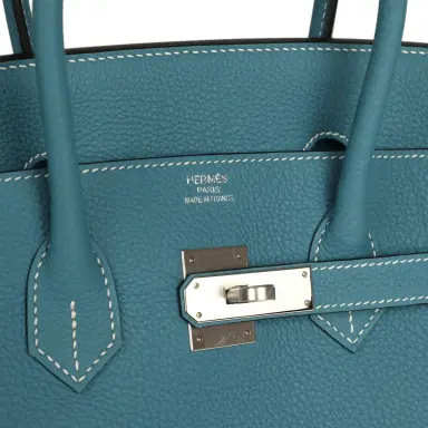HERMÈS Hermes Birkin 35 Blue Jean Togo Palladium Hardware | Thumbnail 7 HERMÈS Hermes Birkin 35 Blue Jean Togo Palladium Hardware | Thumbnail 7