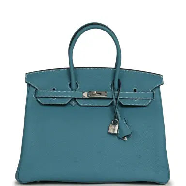 HERMÈS Hermes Birkin 35 Blue Jean Togo Palladium Hardware | Thumbnail 1 HERMÈS Hermes Birkin 35 Blue Jean Togo Palladium Hardware | Thumbnail 1