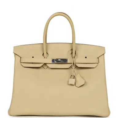 HERMÈS Pre-owned Hermes Birkin 35 Parchemin Togo Palladium Hardware | Thumbnail 1 HERMÈS Pre-owned Hermes Birkin 35 Parchemin Togo Palladium Hardware | Thumbnail 1