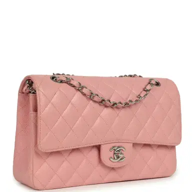 Chanel Vintage Chanel Medium Classic Double Flap Bag Pink Caviar Silver Hardware | Thumbnail 2 Chanel Vintage Chanel Medium Classic Double Flap Bag Pink Caviar Silver Hardware | Thumbnail 2