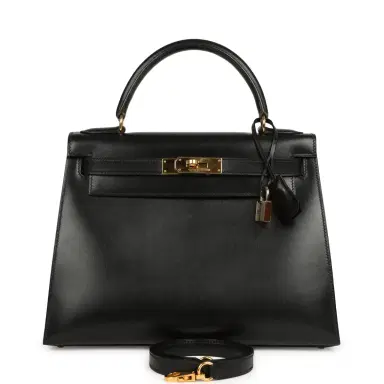 HERMÈS Vintage Hermes Kelly Sellier 28 Black Box Gold Hardware | Thumbnail 1 HERMÈS Vintage Hermes Kelly Sellier 28 Black Box Gold Hardware | Thumbnail 1