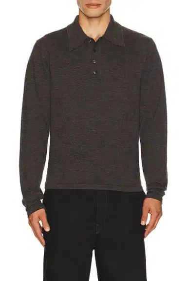 Lemaire Long Sleeve Knitted Polo Top | Thumbnail 1 Lemaire Long Sleeve Knitted Polo Top | Thumbnail 1