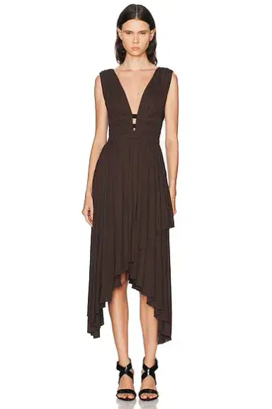 Alaïa V-Neck Midi Dress | Thumbnail 1 Alaïa V-Neck Midi Dress | Thumbnail 1