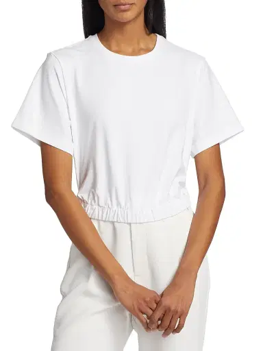 SIMKHAI Women's JoJo Cotton Crop T-Shirt - White | Thumbnail 3 SIMKHAI Women's JoJo Cotton Crop T-Shirt - White | Thumbnail 3