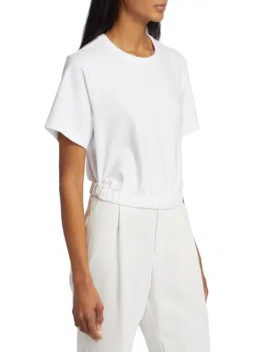 SIMKHAI Women's JoJo Cotton Crop T-Shirt - White | Thumbnail 4 SIMKHAI Women's JoJo Cotton Crop T-Shirt - White | Thumbnail 4