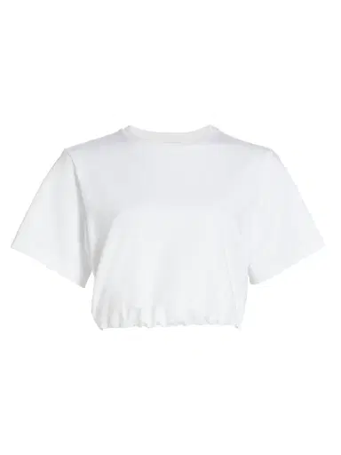 SIMKHAI Women's JoJo Cotton Crop T-Shirt - White | Thumbnail 1 SIMKHAI Women's JoJo Cotton Crop T-Shirt - White | Thumbnail 1