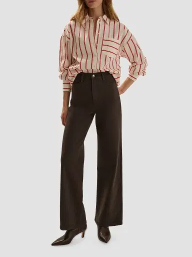 Favorite Daughter Women's The Beau Striped Cotton Shirt - White Crimson - Size XS | Thumbnail 2 Favorite Daughter Women's The Beau Striped Cotton Shirt - White Crimson - Size XS | Thumbnail 2