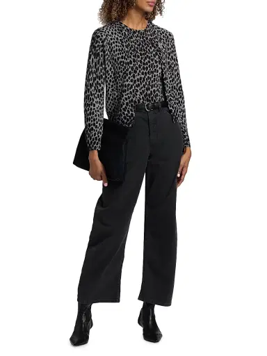 Nili Lotan Women's Keelah Animal-Print Cashmere Cardigan - Pebble Grey Heather Black - Size XL | Thumbnail 2 Nili Lotan Women's Keelah Animal-Print Cashmere Cardigan - Pebble Grey Heather Black - Size XL | Thumbnail 2