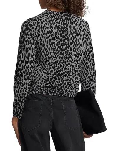 Nili Lotan Women's Keelah Animal-Print Cashmere Cardigan - Pebble Grey Heather Black - Size XL | Thumbnail 5 Nili Lotan Women's Keelah Animal-Print Cashmere Cardigan - Pebble Grey Heather Black - Size XL | Thumbnail 5