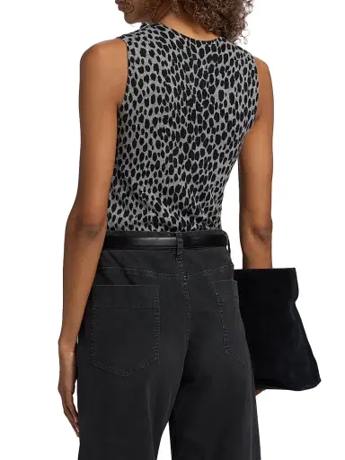 Nili Lotan Women's Nessa Cheetah Print Cashmere Tank - Pebble Grey Heather Black - Size XL | Thumbnail 5 Nili Lotan Women's Nessa Cheetah Print Cashmere Tank - Pebble Grey Heather Black - Size XL | Thumbnail 5