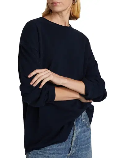 Guest in Residence Women's Cashmere Oversized Crewneck Sweater - Midnight | Thumbnail 6 Guest in Residence Women's Cashmere Oversized Crewneck Sweater - Midnight | Thumbnail 6