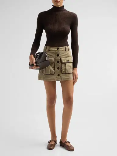 Ramy Brook Women's Kylie Contrast-Trim Mini Skirt - Safari - Size 14 | Thumbnail 2 Ramy Brook Women's Kylie Contrast-Trim Mini Skirt - Safari - Size 14 | Thumbnail 2