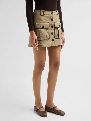 Ramy Brook Women's Kylie Contrast-Trim Mini Skirt - Safari - Size 14 | Thumbnail 4 Ramy Brook Women's Kylie Contrast-Trim Mini Skirt - Safari - Size 14 | Thumbnail 4