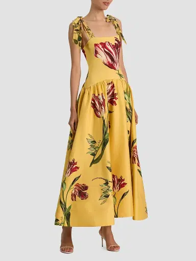 ALICE + OLIVIA Women's Oriana Floral Cotton-Blend Maxi Dress - Soft Tulip Tuscany | Thumbnail 4 ALICE + OLIVIA Women's Oriana Floral Cotton-Blend Maxi Dress - Soft Tulip Tuscany | Thumbnail 4