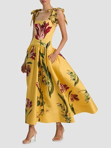 ALICE + OLIVIA Women's Oriana Floral Cotton-Blend Maxi Dress - Soft Tulip Tuscany | Thumbnail 6 ALICE + OLIVIA Women's Oriana Floral Cotton-Blend Maxi Dress - Soft Tulip Tuscany | Thumbnail 6