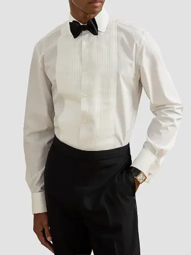 Ralph Lauren Purple Label Men's Sea Island Pleated Bib Cotton Tuxedo Shirt - White | Thumbnail 3 Ralph Lauren Purple Label Men's Sea Island Pleated Bib Cotton Tuxedo Shirt - White | Thumbnail 3