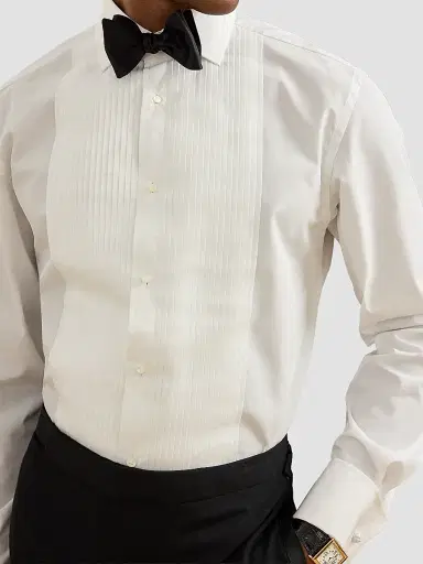 Ralph Lauren Purple Label Men's Sea Island Pleated Bib Cotton Tuxedo Shirt - White | Thumbnail 5 Ralph Lauren Purple Label Men's Sea Island Pleated Bib Cotton Tuxedo Shirt - White | Thumbnail 5