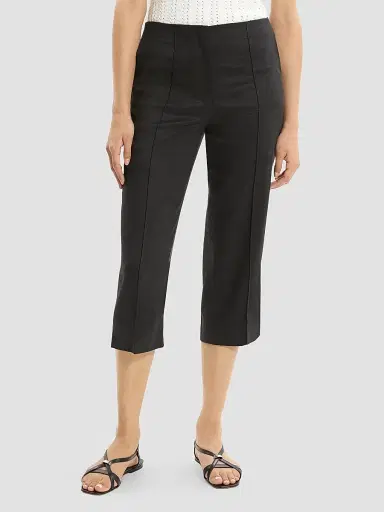 Theory Women's Linen-Blend Slit Capri Pants - Black | Thumbnail 4 Theory Women's Linen-Blend Slit Capri Pants - Black | Thumbnail 4