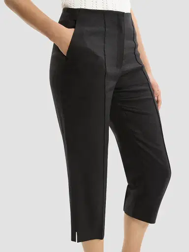 Theory Women's Linen-Blend Slit Capri Pants - Black | Thumbnail 5 Theory Women's Linen-Blend Slit Capri Pants - Black | Thumbnail 5
