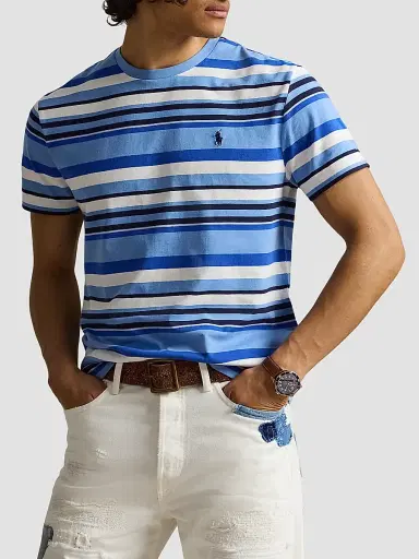 Polo Ralph Lauren Men's Striped Cotton T-Shirt - Bristol Blue Multi | Thumbnail 4 Polo Ralph Lauren Men's Striped Cotton T-Shirt - Bristol Blue Multi | Thumbnail 4