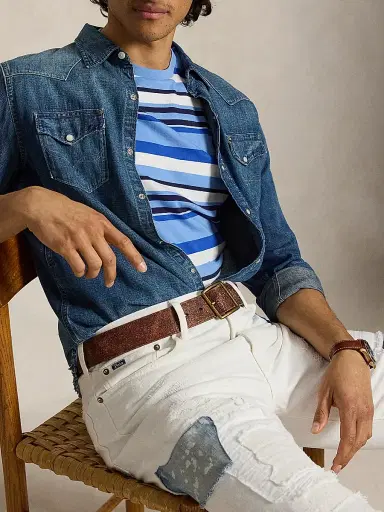Polo Ralph Lauren Men's Striped Cotton T-Shirt - Bristol Blue Multi | Thumbnail 5 Polo Ralph Lauren Men's Striped Cotton T-Shirt - Bristol Blue Multi | Thumbnail 5