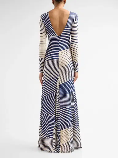 Silvia Tcherassi Women's Basia Abstract Striped Jersey Long-Sleeve Maxi Dress - Blue Stripes - Size Large | Thumbnail 3 Silvia Tcherassi Women's Basia Abstract Striped Jersey Long-Sleeve Maxi Dress - Blue Stripes - Size Large | Thumbnail 3