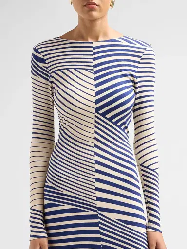 Silvia Tcherassi Women's Basia Abstract Striped Jersey Long-Sleeve Maxi Dress - Blue Stripes - Size Large | Thumbnail 5 Silvia Tcherassi Women's Basia Abstract Striped Jersey Long-Sleeve Maxi Dress - Blue Stripes - Size Large | Thumbnail 5