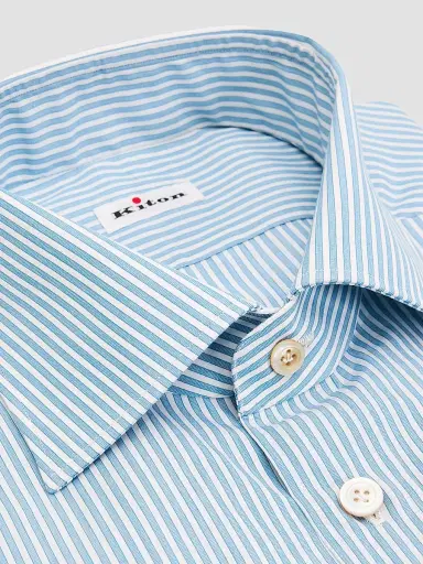 Kiton Men's Striped Cotton Shirt | Thumbnail 2 Kiton Men's Striped Cotton Shirt | Thumbnail 2