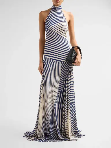 Silvia Tcherassi Women's Leonore Multi-Striped Halter Maxi Dress - Blue Stripes - Size Medium | Thumbnail 2 Silvia Tcherassi Women's Leonore Multi-Striped Halter Maxi Dress - Blue Stripes - Size Medium | Thumbnail 2