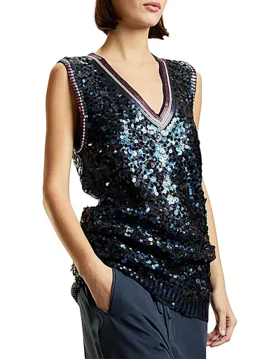 CYNTHIA ROWLEY Women's Blair Sequined Wool-Cashmere Minidress | Thumbnail 3 CYNTHIA ROWLEY Women's Blair Sequined Wool-Cashmere Minidress | Thumbnail 3