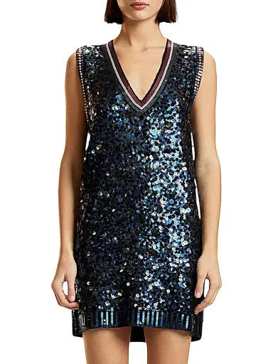 CYNTHIA ROWLEY Women's Blair Sequined Wool-Cashmere Minidress | Thumbnail 1 CYNTHIA ROWLEY Women's Blair Sequined Wool-Cashmere Minidress | Thumbnail 1