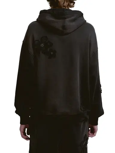 Nahmias Men's Flower-Patch Cotton Hoodie - Aged Black | Thumbnail 4 Nahmias Men's Flower-Patch Cotton Hoodie - Aged Black | Thumbnail 4