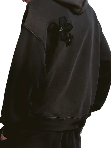 Nahmias Men's Flower-Patch Cotton Hoodie - Aged Black | Thumbnail 5 Nahmias Men's Flower-Patch Cotton Hoodie - Aged Black | Thumbnail 5