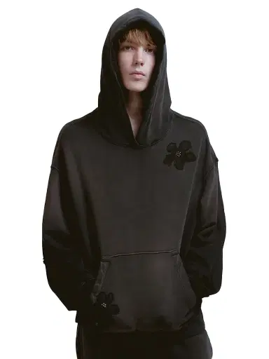 Nahmias Men's Flower-Patch Cotton Hoodie - Aged Black | Thumbnail 7 Nahmias Men's Flower-Patch Cotton Hoodie - Aged Black | Thumbnail 7