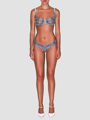 Fleur du Mal Women's Hydrangea Embroidery Thongs - Petal Blue - Size Large | Thumbnail 2 Fleur du Mal Women's Hydrangea Embroidery Thongs - Petal Blue - Size Large | Thumbnail 2